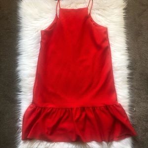 Red Zara Halter Dress With Ruffles